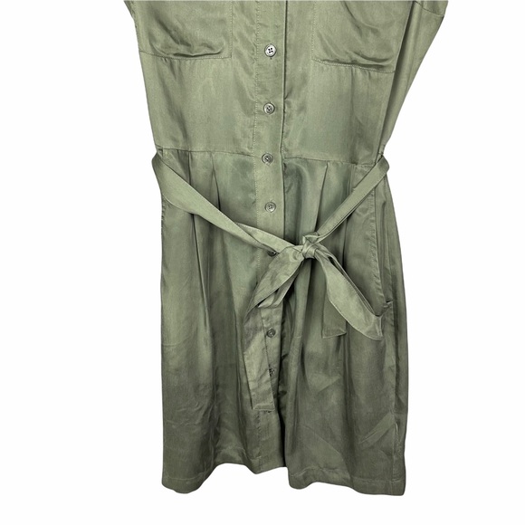 L’agence Evelyn Silky Olive Green Military Dress Short Sleeve XS - Picture 7 of 9